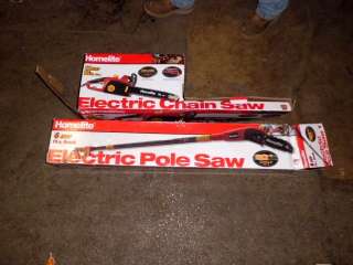 HOMELITE 16IN ELECTRIC CHAIN SAW AND ELECTRIC POLE SAW  