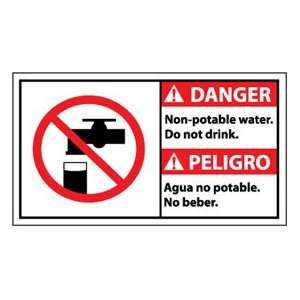 Bilingual Vinyl Sign   Danger Non Potable Water Do Not Drink  