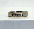   Steel 6mm Gold Edge Comfort Fit Personalized Engraved Date & Name Ring
