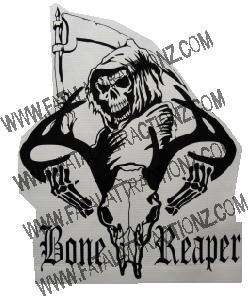 Bone Reaper Deer Skull s3 Vinyl Sticker Decal Hunt Buck whitetail grim 