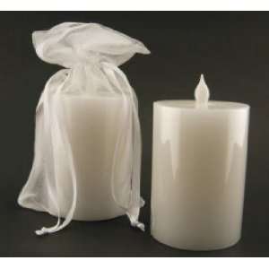   Pillar CANDLE wax white vanilla 3 x 4 flameless dripless wedding favor
