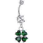 Body Candy Artisan Crafted Emerald Green Heart Shamrock Belly Ring