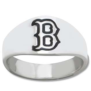   Sterling Silver Boston Red Sox B Enamel Ring NEW 