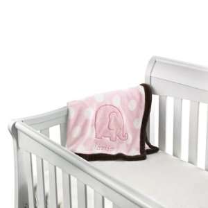    Personalized Babys Pink Elephant And Dots Blanket Gift Baby