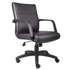 Boss Office Products Black Leather Office Executive Mid Back Chair