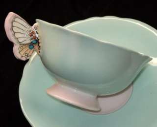 PARAGON BUTTERFLY HANDLE TEA CUP AND SAUCER BLUE  