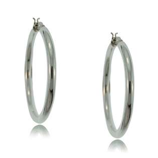 925 Sterling Silver Small Round Wide Hoop Earrings  VistaBella Jewelry 