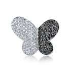 Bling Jewelry Black and White CZ Pave Butterfly Pendant