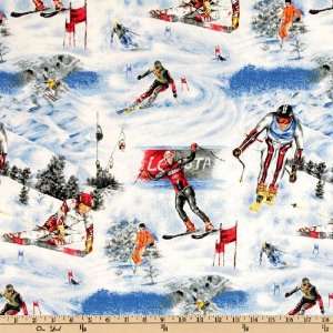   Sports Skiing Scenic Multi Fabric By The Yard Arts, Crafts & Sewing