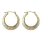 14k Tri color Circle Hoop Earrings with Diamond Cut Accents