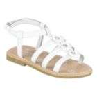 girl s sandal gloria white white pu upper ankle strap flower detail