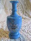 Antique French OPALINE vase with hand painted LANDSCAPE  