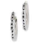   Sapphire Round Hinged Hoop Earrings in Sterling Silver (0.01 Ct. tw