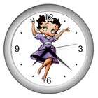   Wall Clock of Vintage Art Deco Betty Boop in Purple Dress Dancing