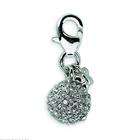 FindingKing Sterling Silver CZ Disco Ball Lobster Clasp Charm