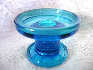 Turquoise Blue Glass Candlestick / Candle Holder   MINT  