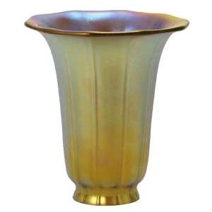 GOLD IRIDESCENT AURENE GLASS TRUMPET LAMP SHADE  
