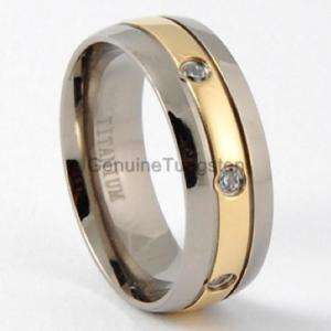 Titanium Rings 14K Gold Diamond Wedding Bands Size 6 13  