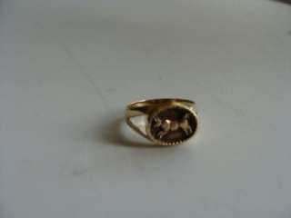 Vintage 14K Gold Ring With a Lion? Dog? Coyote? Face 2.8 Grams Not 