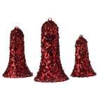 Raz Set of 3 Christmas Brites Red Sequined Bell Shaped Ornaments