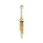 VistaBella New 14k Yellow Gold Dome Chain 14g Belly Button Ring