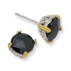 Jewelry Adviser earrings Sterling Silver & Gold plated 8mm Rose cut 