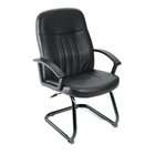 Boss Mid Back Black Leather Plus Chair with Sled Base, Burgundy