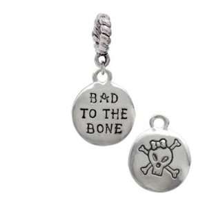   Bow & Bad to the Bone Circle Silver Plated European Ch Jewelry
