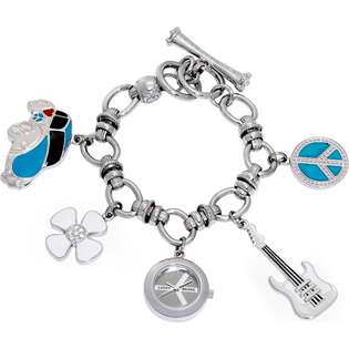   Brand Lucky Brand Womens Peace Charm Stainless Watch   Silver