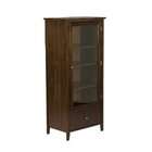with oil rubbed metal hardware the cabinet is divided in half by the