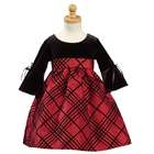 Lito Red Taffeta Black Velvet Flower Girl Christmas Dress 12 18M