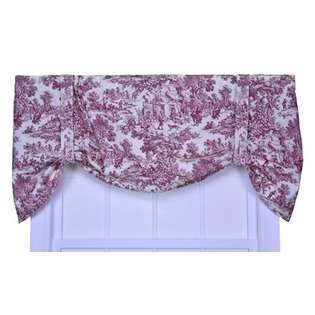 Ellis Curtain Victoria Park Toile Tie Up Valance Window Curtain in Red 