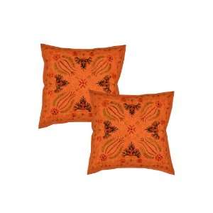 2p Embroidered Indian Cushion Cover Pillow Antique New 