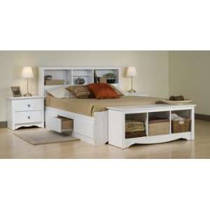   White Double Platform Storage Bedroom Furniture Set