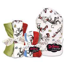 Trend Lab Dr. Seuss Cat In The Hat Hooded Towel, Washcloth and Burp 