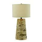   150W 3 Way Edison Base Table Lamp, Tree Bark, Linen Hard Back Shade