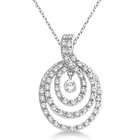Allurez Triple Circle Diamond Pendant Necklace 14k White Gold (0.35ct)