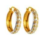   Yellow Gold Over Sterling Silver Diamond Cut X Pattern Hoop Earrings