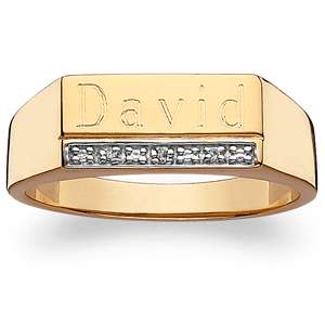 Limoges Jewelry Mens Top Engraved Name Ring with Diamond Accent at 