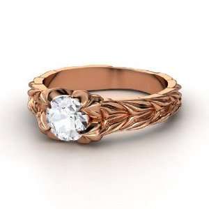  Rose and Thorn Ring, Round White Sapphire 14K Rose Gold 