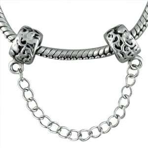 Pandora Style Bead Chain Linked Textured Metalwork Lock European Charm 