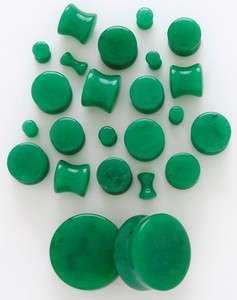   Green Jade Solid Saddle Ear Plugs 8G 6G 4G 2G 0G 00G OR 1/2  