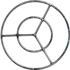   Stainless Round Double Propane Fire Pit Ring Patio, Lawn & Garden