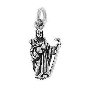    Sterling Silver One Sided Shepherd Holding Sheep Charm Jewelry