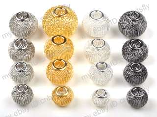64pcs Gold/Black Findings Craft Spacer Mesh Round Beads 12mm 14mm 25mm 
