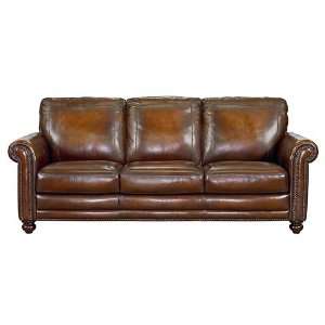  Hand Rubbed Sofa in Brown Leather Furniture & Decor