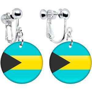 Bahamas Flag Clip on Earrings