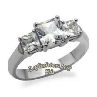   Steel 3 Princess stone Womens Wedding/Engagement Ring SZ 5 10  
