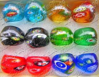   resale lots 24pcs murano glass color unisex ring fit fXmas Gift  