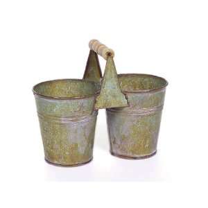  Pack of 6 Spring Garden Weathered Double Buckets with 